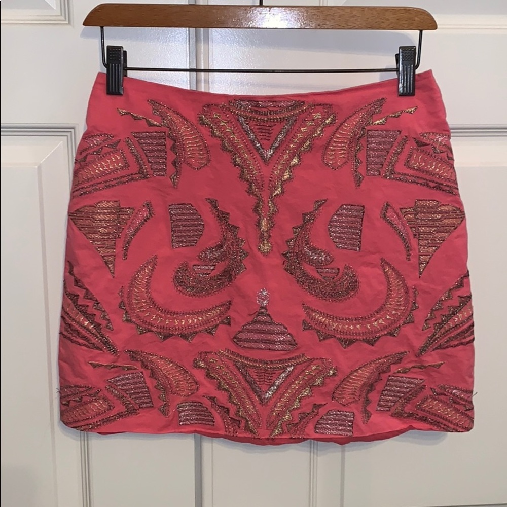 Blue Rain Coral Skirt with metallic embroidery